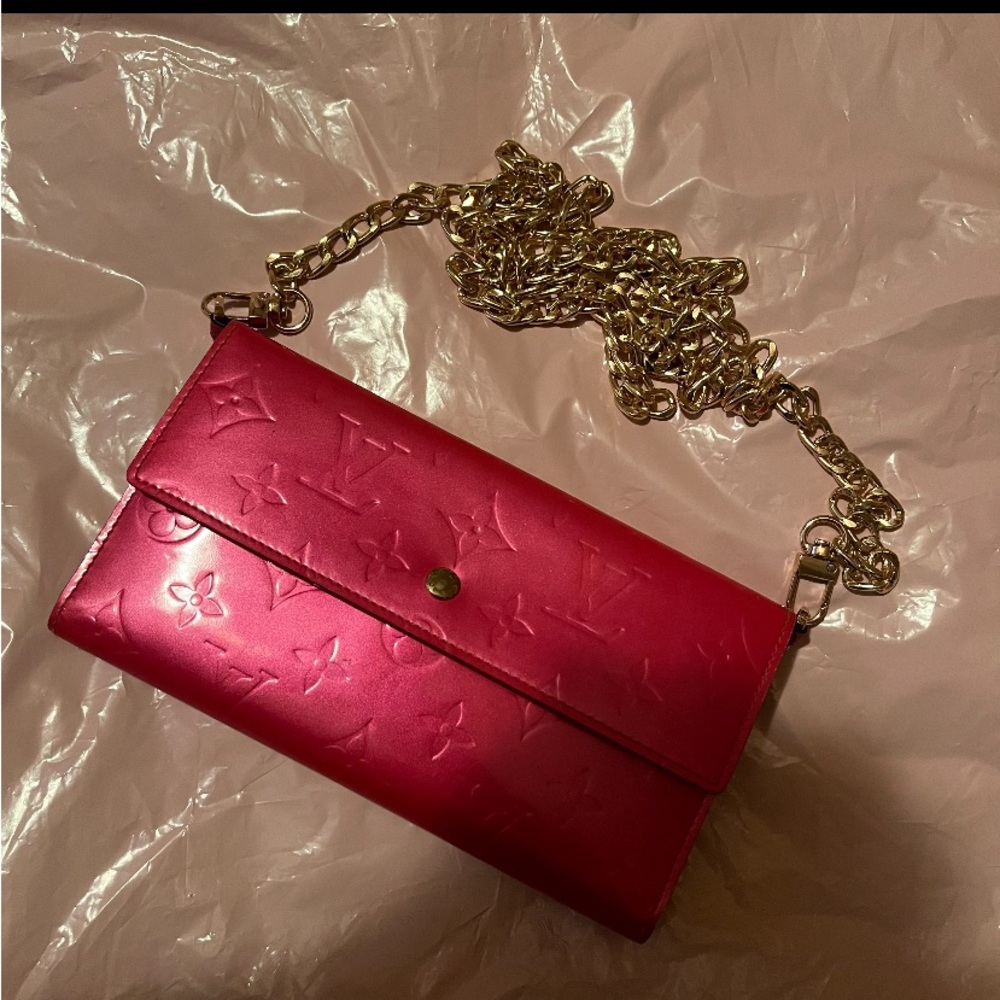 LOUIS VUITTON vernis wallet on a chain, hot pink, y2k vintage, AUTHENTIC - Picture 7 of 8